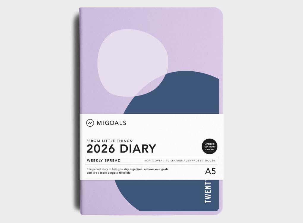 MiGoals 2026 GSD A5 Weekly Spread Diary, Goal Planner, Productivity Journal, Habit Tracker, Weekly and Monthly Planner with Goal Setting, Reviews, Budgeting (From Little Things (Limited Edition))