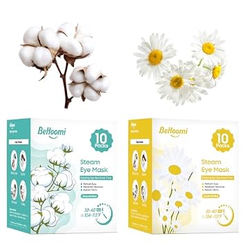 BeHoomi Steam Eye Mask, 20 Packs Heated Eye Mask, Self Heating Disposable SPA Warm Compress for Eyes Chamomile & Unscented
