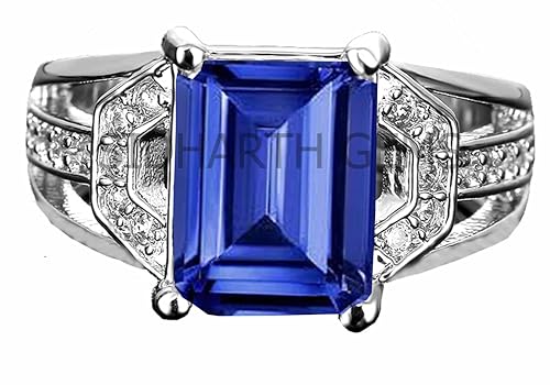 Bague saphir bleu ajustable cadeau idéal en plaqué argent
