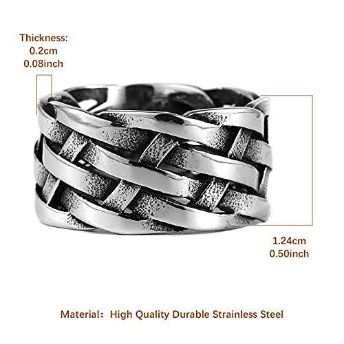 HZMAN Vintage Punk Stainless Steel Woven Plaited Braided Ring for Man Women2