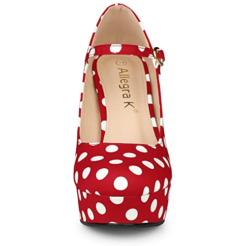 Allegra K Women's Platform Mary Jane Polka Dots Round Toe Stiletto High Heel Pumps3
