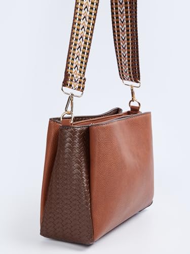 Image of Max Women Textured Sling Bag (Brown FS)
