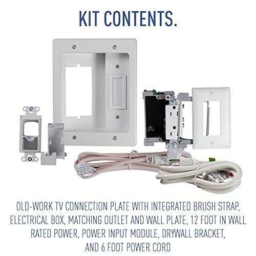 Legrand On-Q In‑Wall Power & Cable Management Kit – 12' Long Range Recessed TV Power Bridge and Cable Organizer Box for Wall Mounted TVs - White - HT22U2WHR12 - Thumbnail 7