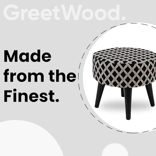 Image of Stool Ottoman Pouffes for Living Room, Kitchen, Home, Office Furniture with Soft Cotton Canva Cushion Mudda Footrest Stool for Chair Sofa Bed Dressing, Decor Black (14 Inch Pack of 2)