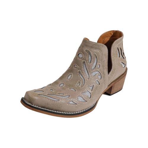 Bottes western en daim avec broderie raffinée et finitions soignées