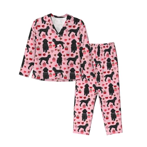 Pyjama femme à taille élastique confort et manches longues imprimé rouge