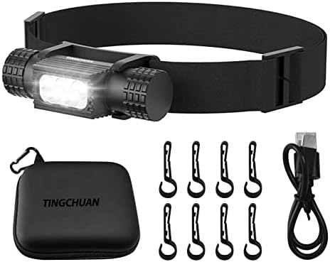 TINGCHUAN Rechargeable Headlamp, Super Bright 2000 Lumens 600ft Beam LED Flashlight with 2600 mAh Battery,IP66 Waterproof Hard Hat headlamp for Repair,Camping Gear,Hiking-White Lamp Headligh