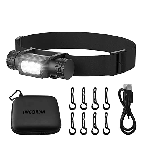Tingchuan Rechargeable Headlamp, Super Bright 2000 Lumens 600Ft Beam Led Flashlight With 2600 Mah Battery,Ip66 Waterproof Hard Hat Headlamp For Repair,Camping Gear,Hiking-White Lamp Headligh #TOP1