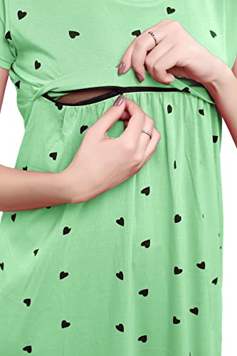 Image of TIGYWIGY Women's Cotton Printed Knee Length Maternity /Feeding /Nursing Nighty