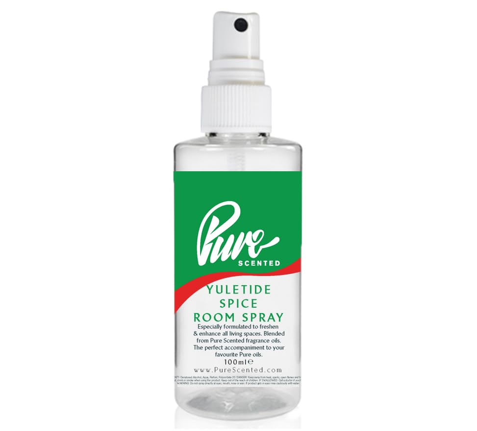 Pure Scented 100ml Room & Fabric Sprays Suitable For Home, Car, Caravan, Work, Gym Bags, Odour Eliminators (1 x 100ml, Yuletide Spice)