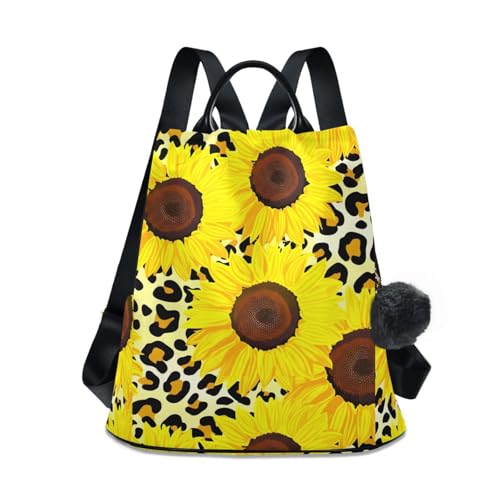 Sac à dos léopard noir femme Bright Sunflowers en toile solide