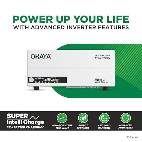 Image of Okaya Inverter & Battery with Trolley Combo for Home,Office & Shops|ATSW1175 12V Pure Sine Wave Inverter 925VA with OPSJT19060 160Ah Inverter Battery |Warranty: 36 months(Inverter) & 60 month(Battery)
