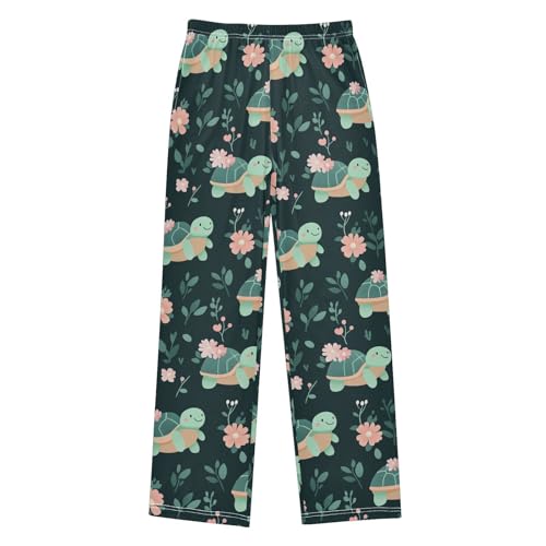 Turtles Flowers Pajama Pants Cute Pajama Bottoms Soft Sleep Pjs Lounge Pants S2