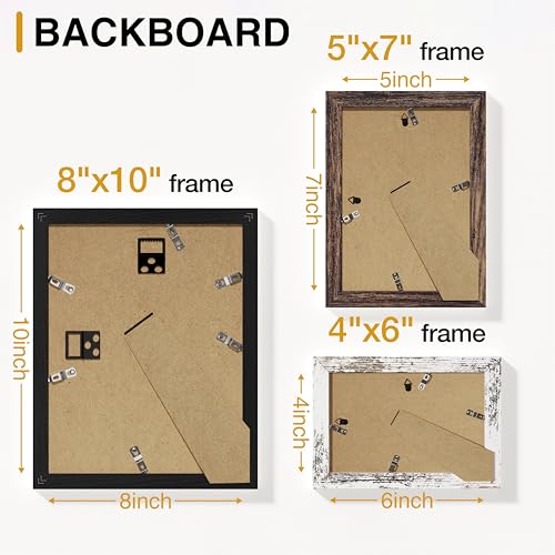 10-Pack Vittanly Gallery Wall Picture Frame Set (2 Black 8x10, 4 Brown 5x7, 4 Distressed White 4x6 ) - image 8
