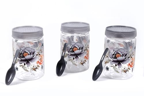 Image of 500 ml Set of 6 -Plastic Airtight Small Storage Container Boxes and Jar Kitchen Set - BPA-Free, Stackable Pantry Organizers for Kitchen Storage, Spices, Dry Fruits, Pulses (Grey)
