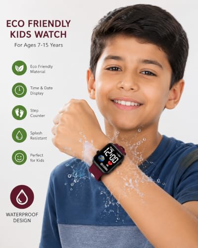 Image of XENTON Kids Digital Watch for Boys & Girls | LED Display Wrist Watch | One Touch Time & Date Display | Adjustable Strap | Lightweight Casual Watch for Kids Boys (Red)
