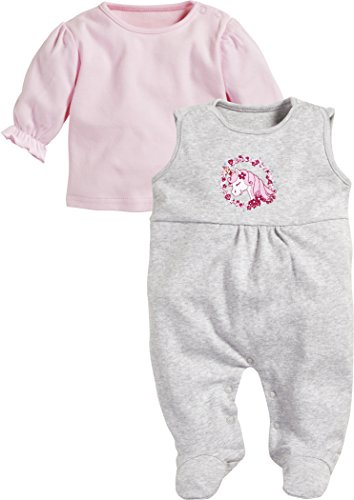 Schnizler Baby-Mädchen Set Interlock Einhorn Strampler, Grau (Grau/Melange 37), 62