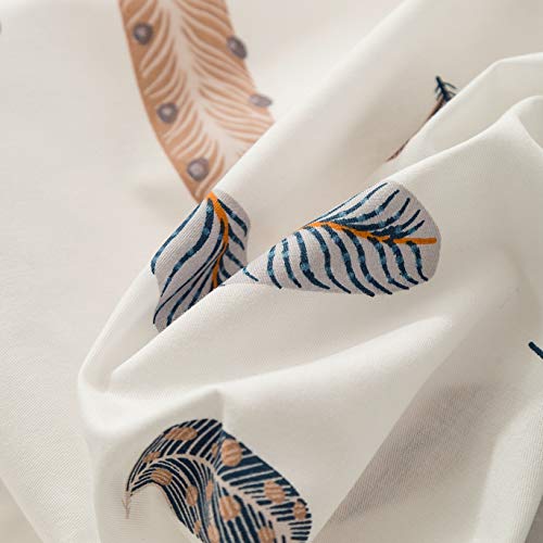 Susybao SZJRQC2019062136 100% Cotton Pillowcases Queen Size Set Of 2 Colorful Feather Leaves Print Bed Pillow Covers Envelope Closure End Pillow Protectors Soft Breathable Comfortable Lightweight thumb #3