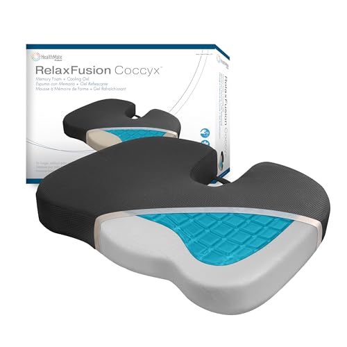 Wagan IN9113 Relax Fusion Coccyx Seat Cushion Memory Foam and Gel Ergonomic Coccyx Back Tailbone Pain Relief Pad Pillow Support for Car Seat Desk Chair
