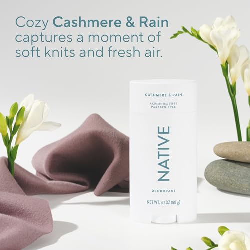 Image of Native Aluminum Free Deodorant, Cashmere & Rain, Large Size Stick, 72 Hour Odor Control, for Women & Men, Contains Naturally Derived Ingredients, 3.1 oz