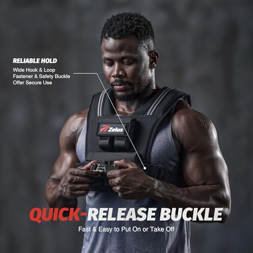 ZELUS Weighted Vest Men, 23/36/45 lb. Weight Vest with 10/16/20 Adjustable Iron Weights for Muscle Building Strength & Functional Training, Weighted Vest for Men with Reflective Strips. - Image 5