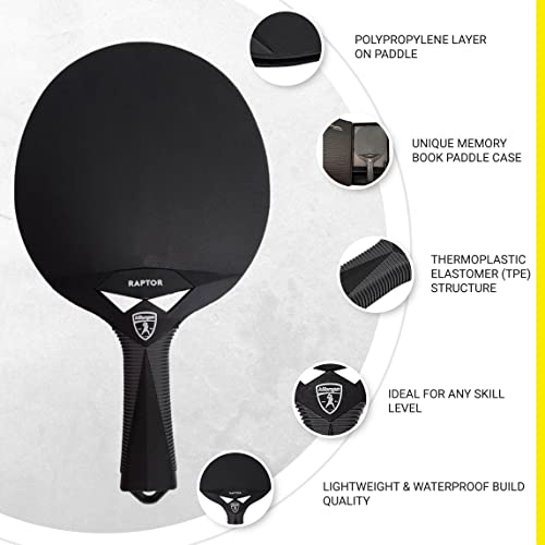 Killerspin Impact Raptor Outdoor Paddle, Table Tennis Paddles, Table Tennis Racket, Ping Pong Paddle Case, Table Tennis Equipment For Beginners/Intermediates, Black #TOP1