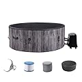 Inflatable Hot Tub Portable Outdoor Air Jet Spa 71'' x 71'' 4 to 6 Person Round Hottub with 130 Bubble Jets and Round Thermal Insulated Cover, with Heater Pump, Grey