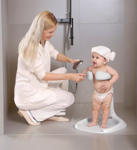 Image of Adjustable Height Baby Bath Stand for Toddlers 8-36M, Foldable Shower Support with Non-Slip Base, Support for Standing Shower，Portable Bathtub Holder