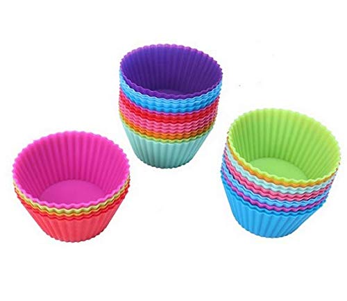 Miniatura 2 de WOIWO 10 moldes reutilizables de silicona para magdalenas mini moldes de pastelería y postre color al azar