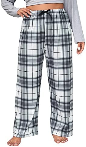 SOLY HUX Women’s Plus Size Plaid Pajama Pants Lounge Pant Wide Leg Loose Fit Sleepwear Bottoms