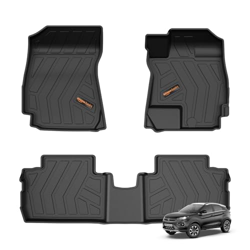 Image of Amazon Basics - 5D Car Floor Mats for Nexon EV /EV (Sep 2023-Present) | All-Weather | Odor-Free | Precision Fit| TPE | Black