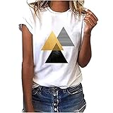 Damen Tshirt Kurzarm Esprit Oberteile Sommer Drucken Tee Tops Casual Basic Shirts Mode Rundhals Teenager Mädchen Frauen Hemd Bluse Tunic Tunika Fitness Sport Tops (H, S)
