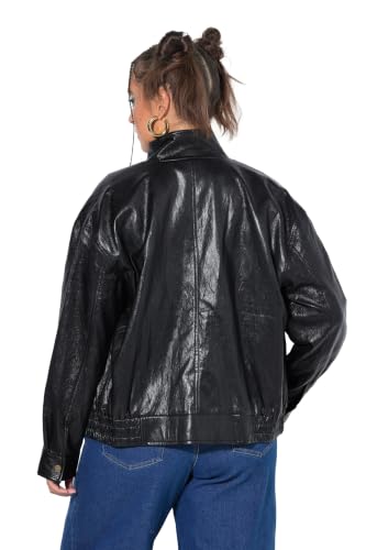 Veste oversize en simili premium texturé avec fermeture éclair robuste - 2