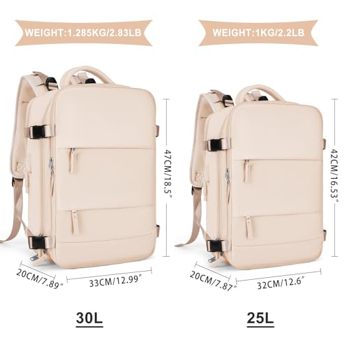Image of coowoz Travel Backpack For Women Men,Carry On Backpack,Hiking Backpack Waterproof Outdoor Sports Rucksack Casual Daypack Travel Essentials(Beige)