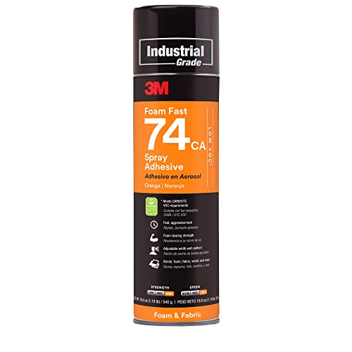 3M Foam Fast 74 CA Spray Adhesive Low VOC <25%, Orange, Net Wt 19.0 oz