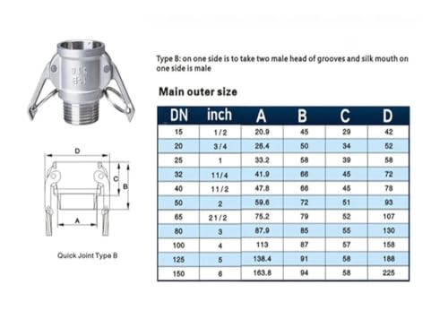 Adaptador de rosca macho tipo B con conector rápido de acero inoxidable para jardín 6