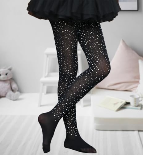 Image of VINICUNCA Girls Sparkle Rhinestone Tights Ultra-Soft Footed Dance Stockings Cospaly Accessories