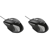 Trust Voca Mouse con Filo, Forma Confortevole, 800-2400 DPI, Cavo USB 1,6 m, Plug and Play, 6 Pulsanti, Mouse Cablato per PC, Computer, Portatile, Laptop, Macbook, Ufficio – Nero (Confezione da 2)