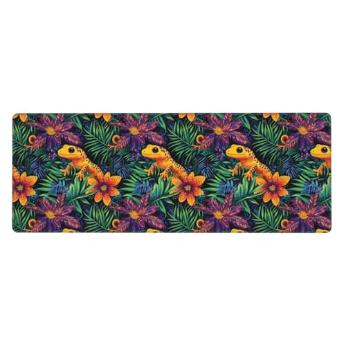 Grand tapis de souris de jeu lézard tropical pour bureau et clavier PC