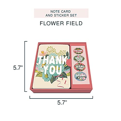 Image of Studio Oh! Note Card and Sticker Set Available in 6 Designs, Thank You, Flower Field, Box of 12 (87214)