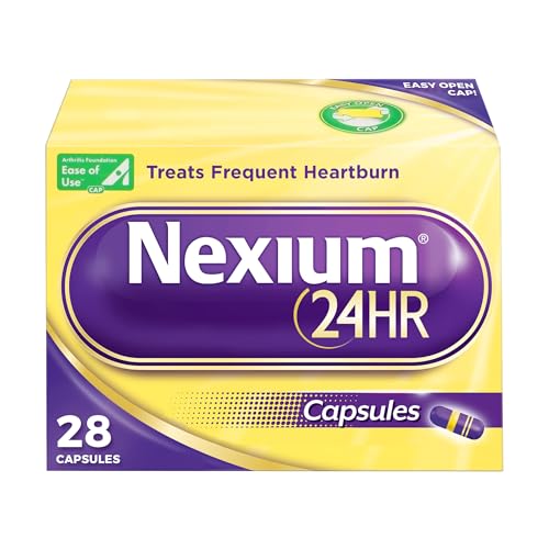 Nexium 24HR Acid Reducer Heartburn Relief Capsules for All-Day and All-Night Protection from Frequent Heartburn Heartburn Medicine with Esomeprazole Magnesium - 28 Count