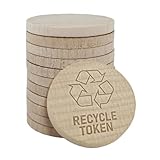 CombiCraft Jetons pour buvette en Bois Ø29 mm Recycle Token gravé, Emballage de 100 pièces