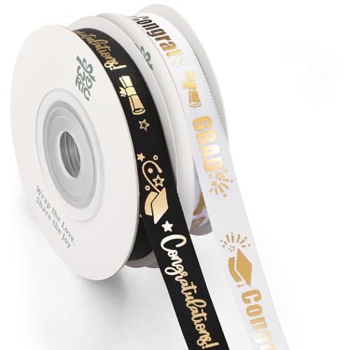 woric Graduation Ribbon 3/8 Inch Class of 2026 Ribbon for Graduation Gift Wrapping DIY Crafts Floral Bouquet Decorations(2 Rolls 10 Yards Total 20 Yards)
