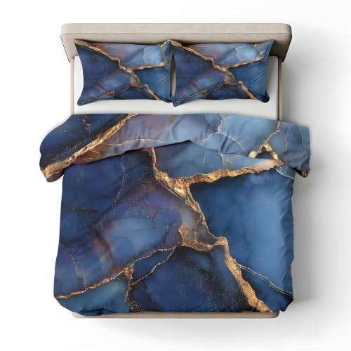 Housse de couette 220x240 bleu et or douce pour en finir avec le linge rêche