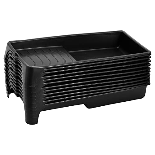 12 Pack 4 Inch Paint Tray Pans With Liners For Rollers, Disposable, Ripped Small Plastic Paint Trays For Painting Walls, Floors, Home Improvement, Diy Projects (Black) #TOP5