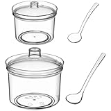 DIYEAH 2 set Contenitori Trasparenti per Spezie e Zucchero con Cucchiaini Scatole per Condimenti da Cucina in Acrilico Resistente Fino per Conservare e Mantenere Freschi Peperoncini
