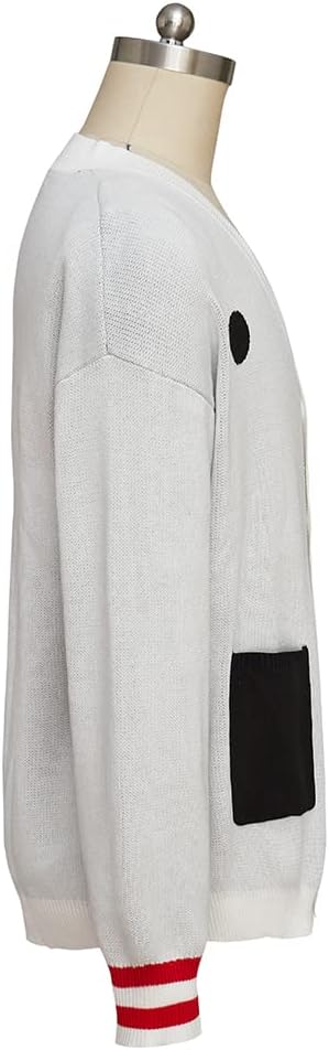 iSHOWcos Black White Cardigan Sweater Unisex Knitted Jacket Warm Coat for Halloween