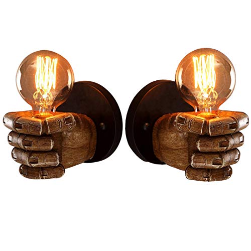 Aplique de pared retro industrial E27 con forma de mano para iluminación de cocina y salón