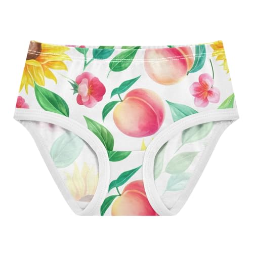 Cotton Girls Underwear Toddlers Watercolor Yellow Sunflowers Peach Leaves Panties for Girl Cartoon Underpants Briefs 2t