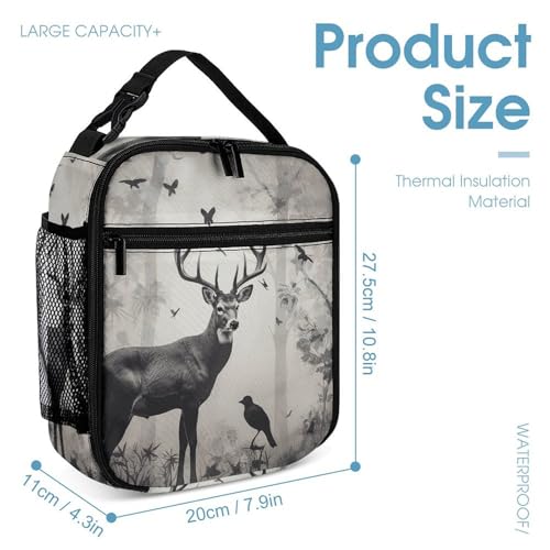 Hunting Silhouette of Deer Backpack Set 3 Piece, Durable Backpack Insulated Lunch Bag Portable Pencil Case for Men Women4